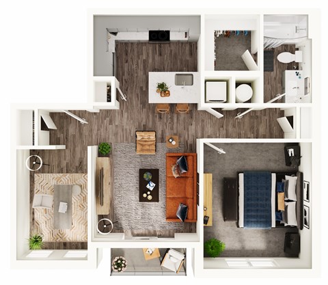 Floor plan for 1 bed, 1 bath, 823 sqft